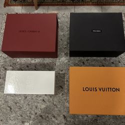 Designer Boxes. Margiela, Louis Vuitton, Dolce & Gabbana.