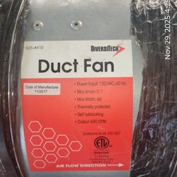 DiversiTech 10" Duct Fan 625-AF10 120V .7A 650CFM only uses 60W Light Use