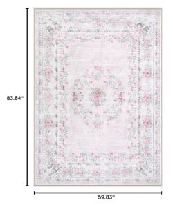Wonnitar Floral Bow Pink Rug - 5 X 7