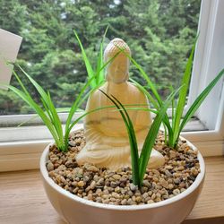 Fake Plant Buddha Decor 