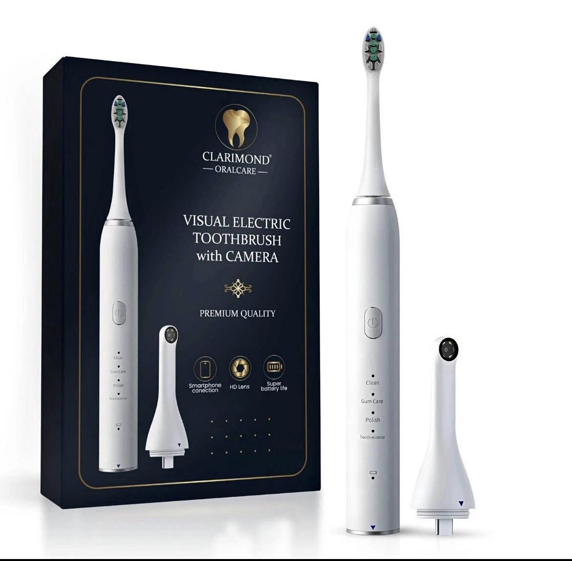 CLARIMOND Toothbrush with HD Video Camera - Deep Clean Sonic Brush, 3 Dupont