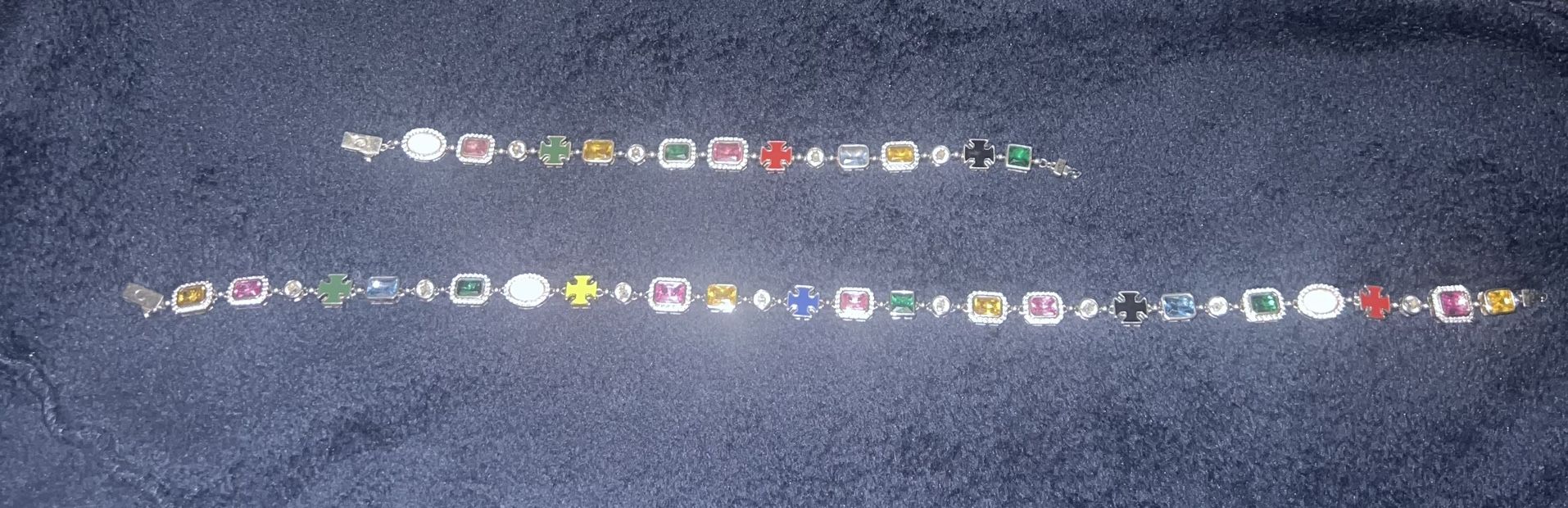 Cernucci Multi Color Gem Stone Motif Necklace & Bracelet Set