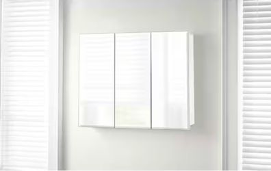 36.4 in. W x 30.2 in. H Rectangular Medicine Cabinet with Mirror in White with Adjustable Shelves