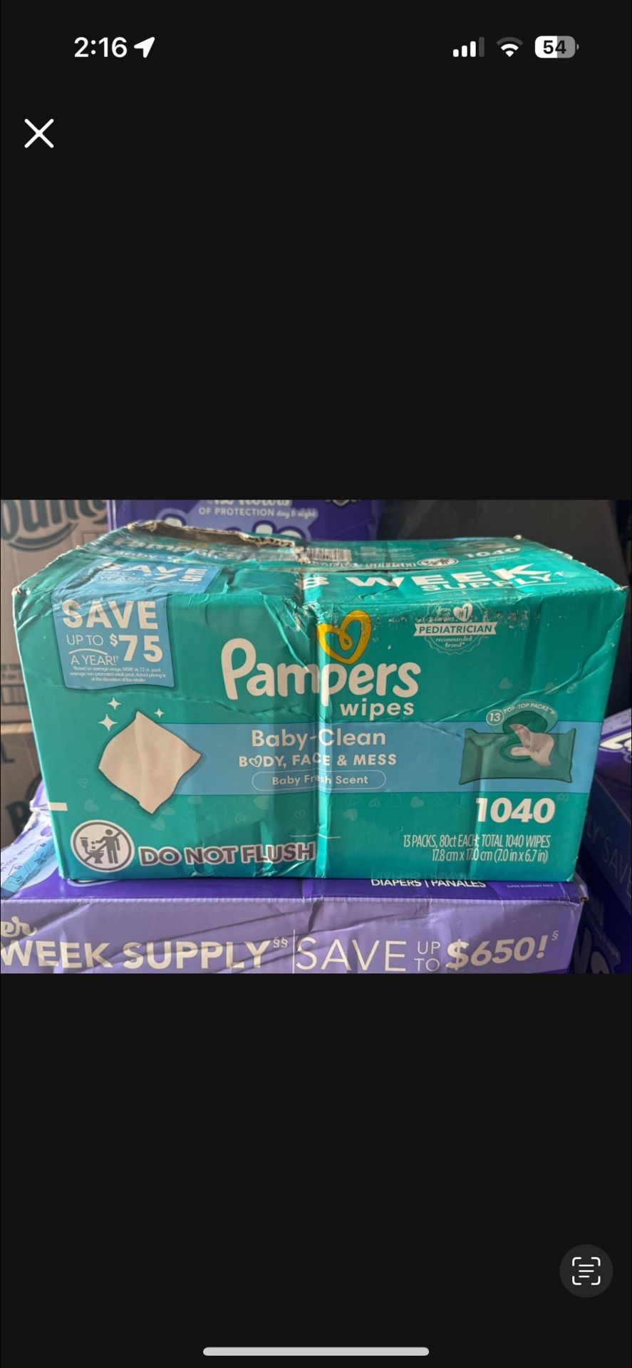 20$ Pamper Wipes