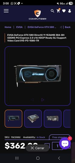 GeForce GTX 580 with a blower-type fan design and blue details
