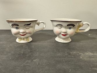 Vintage Baileys Winking Face Mugs Set