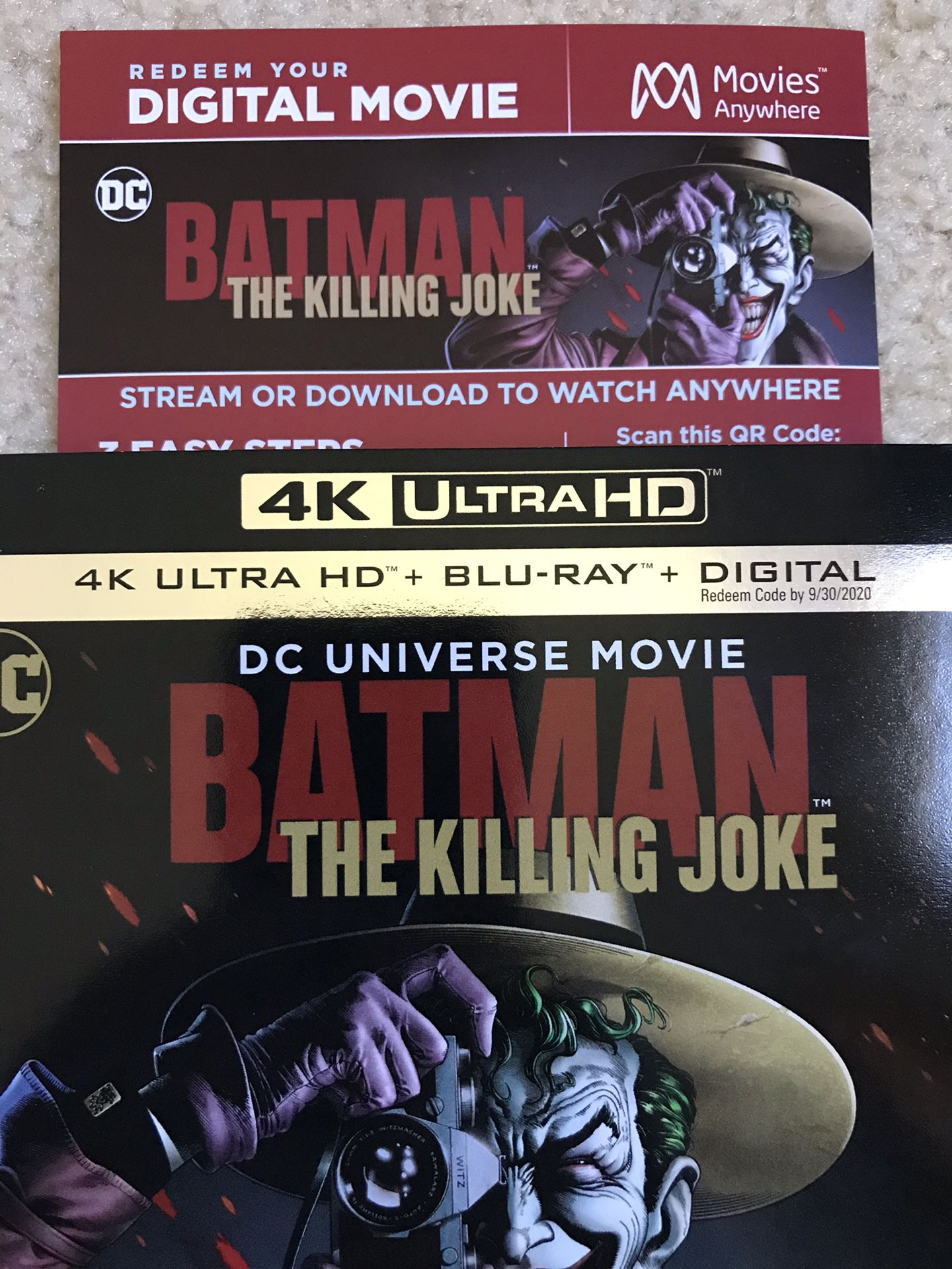 Batman Killing Joke Digital Codes from 4k Blu Ray for Sale in Westminster,  CA - OfferUp