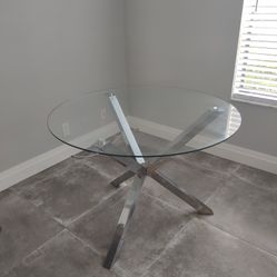 42" Round Contemporary Glass Kitchen Table