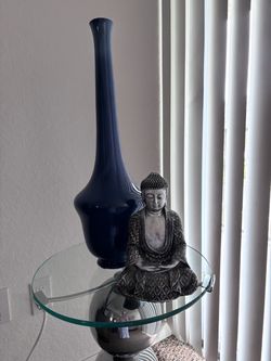 Tall Navy Blue Ceramic Bud Vase