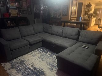 Gray Sofa sectional with lounge chair and storage