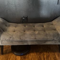 Gray Velvet Bench