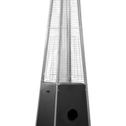 Hiland Tall Quartz Glass Tube Heater - With wheels, Matte Black
