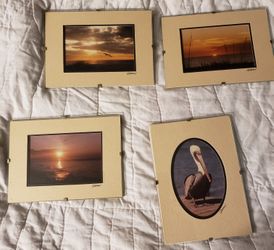 Set of nautical photos framed matted signed