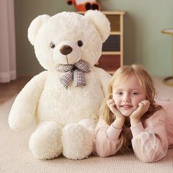 IKASA Giant Teddy Bear Plush Toy Stuffed Animals (White, 30 inches，brand new）