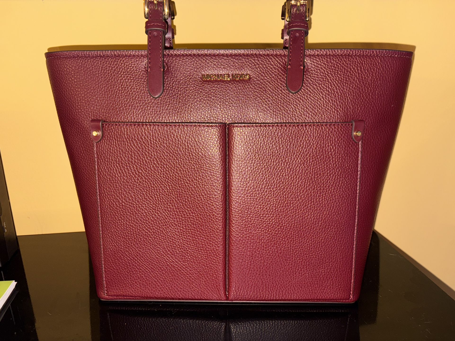 Michael Kors (jet set travel) double pocket tote non leather vegan material 