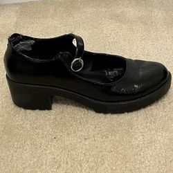 Black Buckle Strap Heeled Shoes