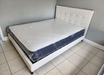 Bed Frame White Full Size New (MATTRESS SALE FOR SEPARATE)