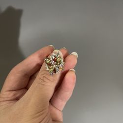 Multi Gemstones Sterling Silver Ring (size 7) 