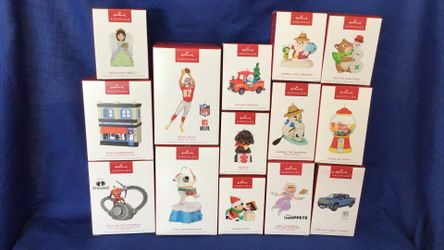 New, Unopened Hallmark Ornaments Kelce, Santa, Snowman, Angel, Incredibles, Piggy