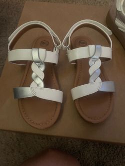 Wonder Nation Girls White Silver Sandals