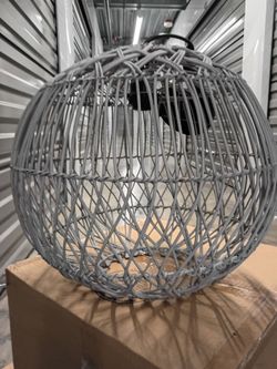 Grey rattan pendant lights