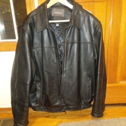 100% Black Leather Coat