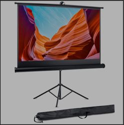 Pyle Projector Screen with Stand - 100-Inch Floor Standing Portable Fold-Out Rollup Matte for Projection, Includes Tripod, Great for Indoor/Outdoor Pr