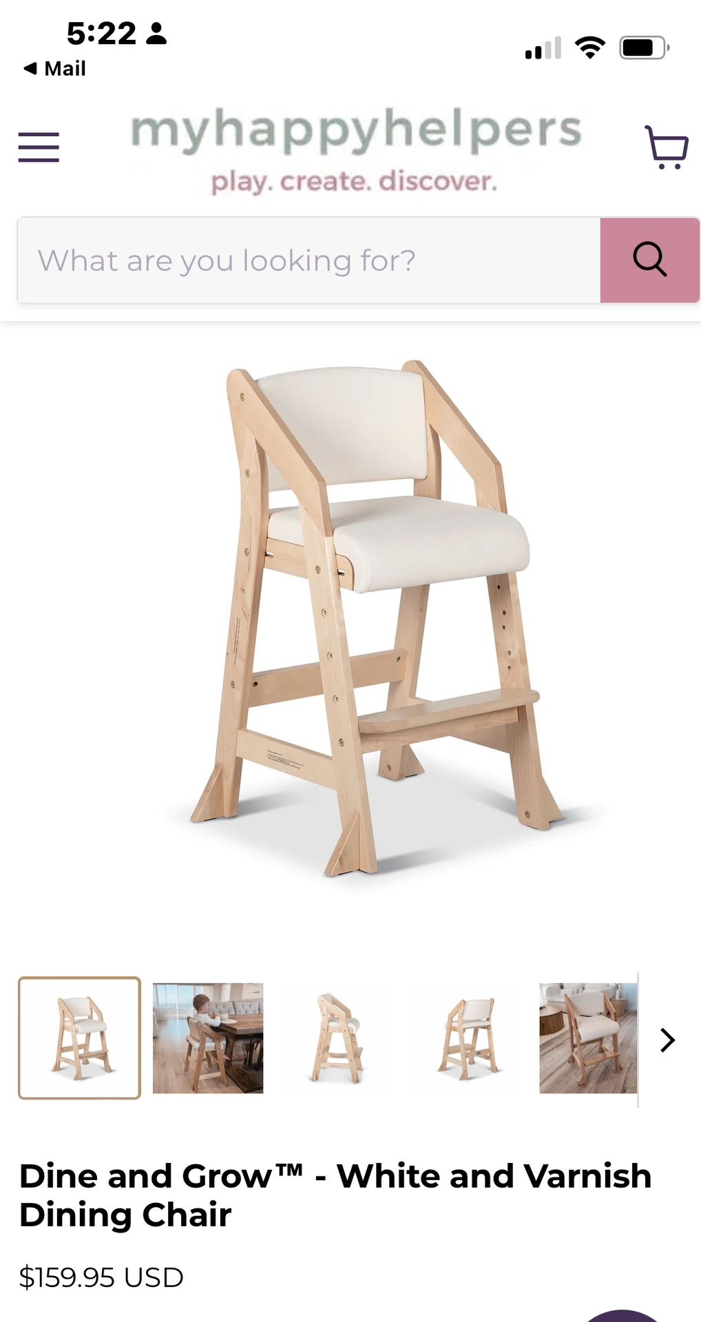 Dine and Grow White and Varnish Dining Chair