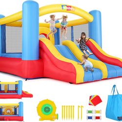 Whubefy Bounce House for Kids 3-6 Big Kids 8-12 w/Double Slide & Obstacle Course, 12 x 9FT Indoor/Outdoor Inflatable Jump 'n Slide with Large Bounce A