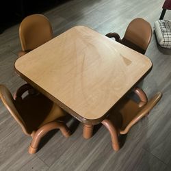 Wooden Kids Table With 4 Chairs