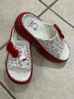 Hello Kitty Red/White Slide Clog Croc