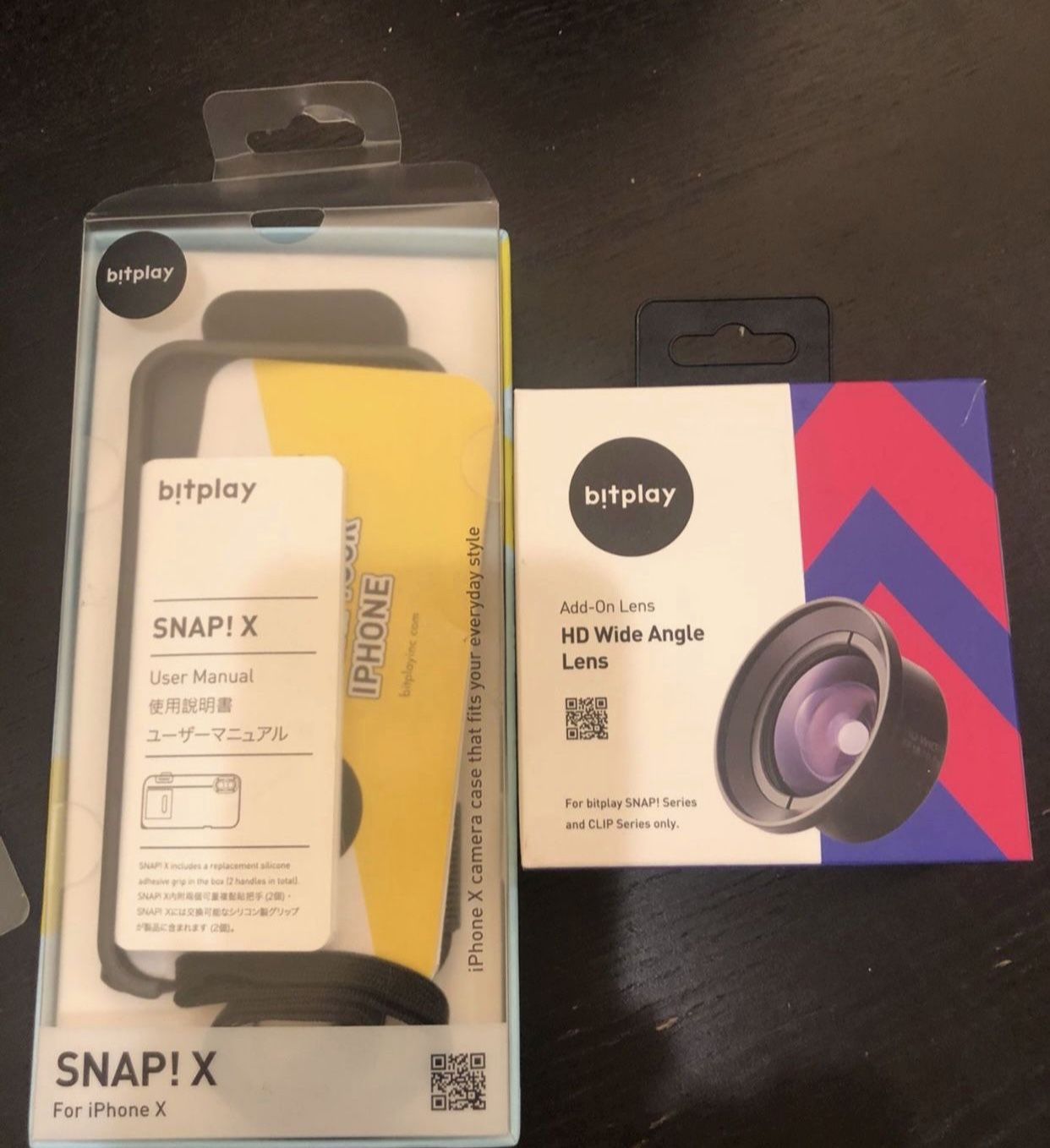 IPhone X Bitplay hd wide angle lens with box and case + Phone Case
