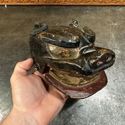 Japanese Antique wooden lion's head Shishigashira Shishimai Lion dance Meiji