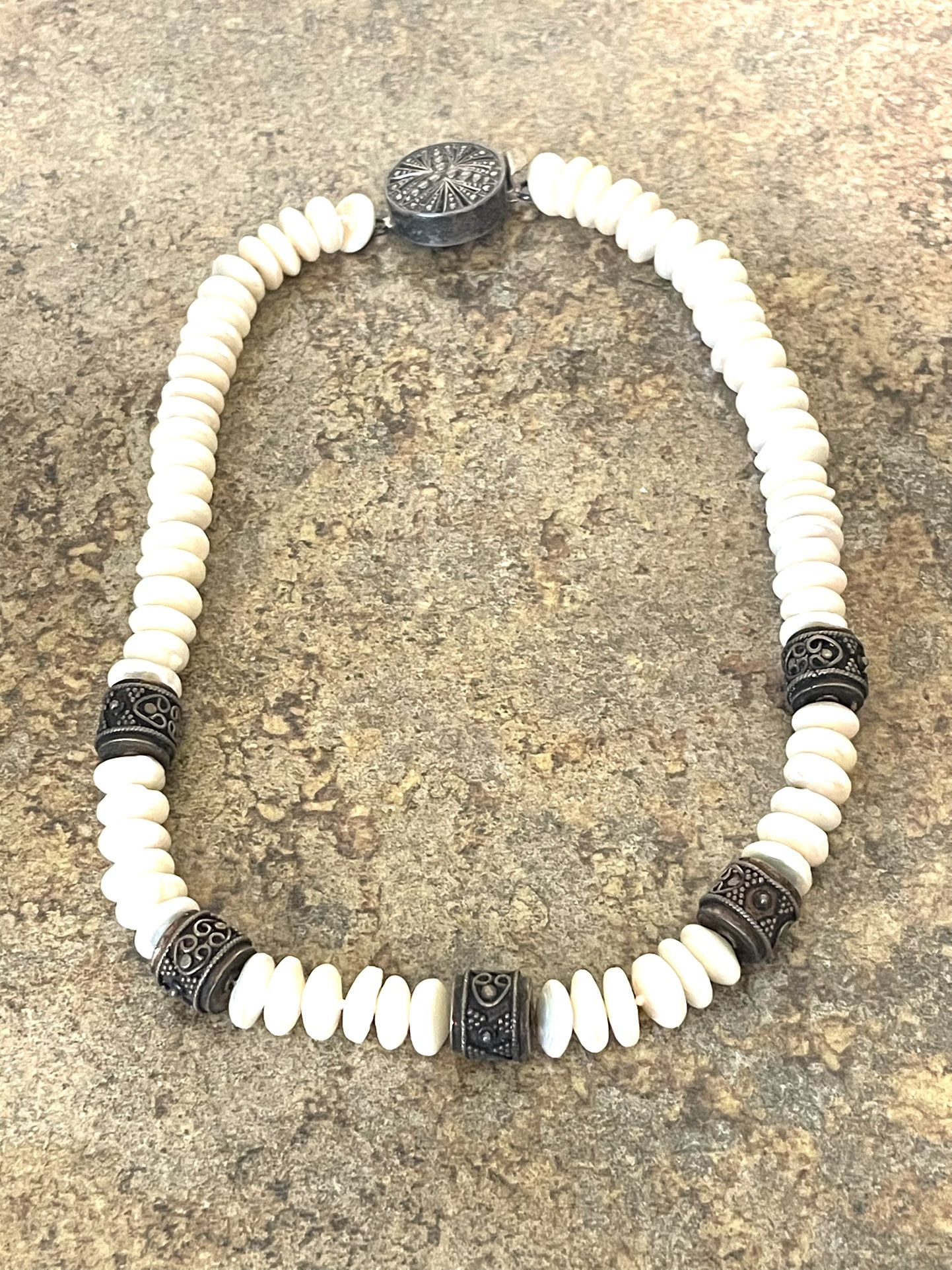 Sterling Bali Pearl Necklace 