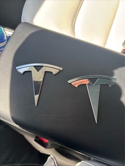 OEM Tesla Hood and Trunk Chrome Badges in Chrome
