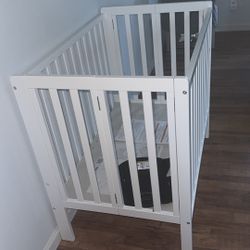 Brand New Delta Children Mini Crib – Folding, White, w/ Mattress