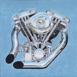 Harley Davidson Shovelhead Motor Giclee on Canvas