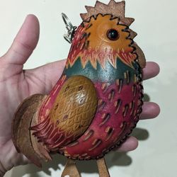 Leather Rooster Change Purse