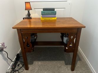 Antique Solid Oak Mission Style book table/desk & 2 chairs