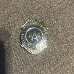Vintage AAA Captain School Safety Patrol Badge Silver with Blue;