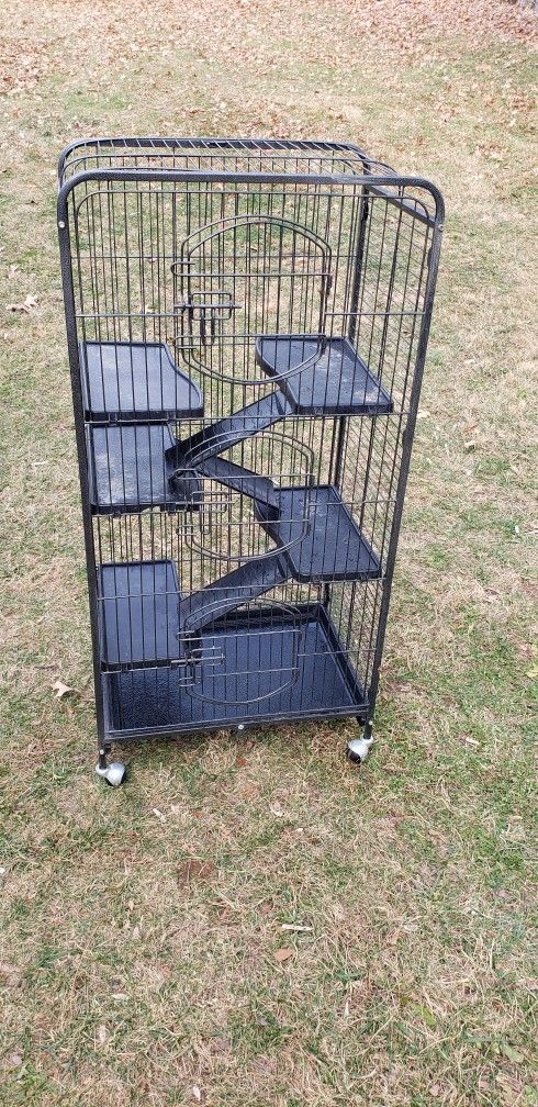 Large Rolling Cage with 3 Doors, for Pets, Black