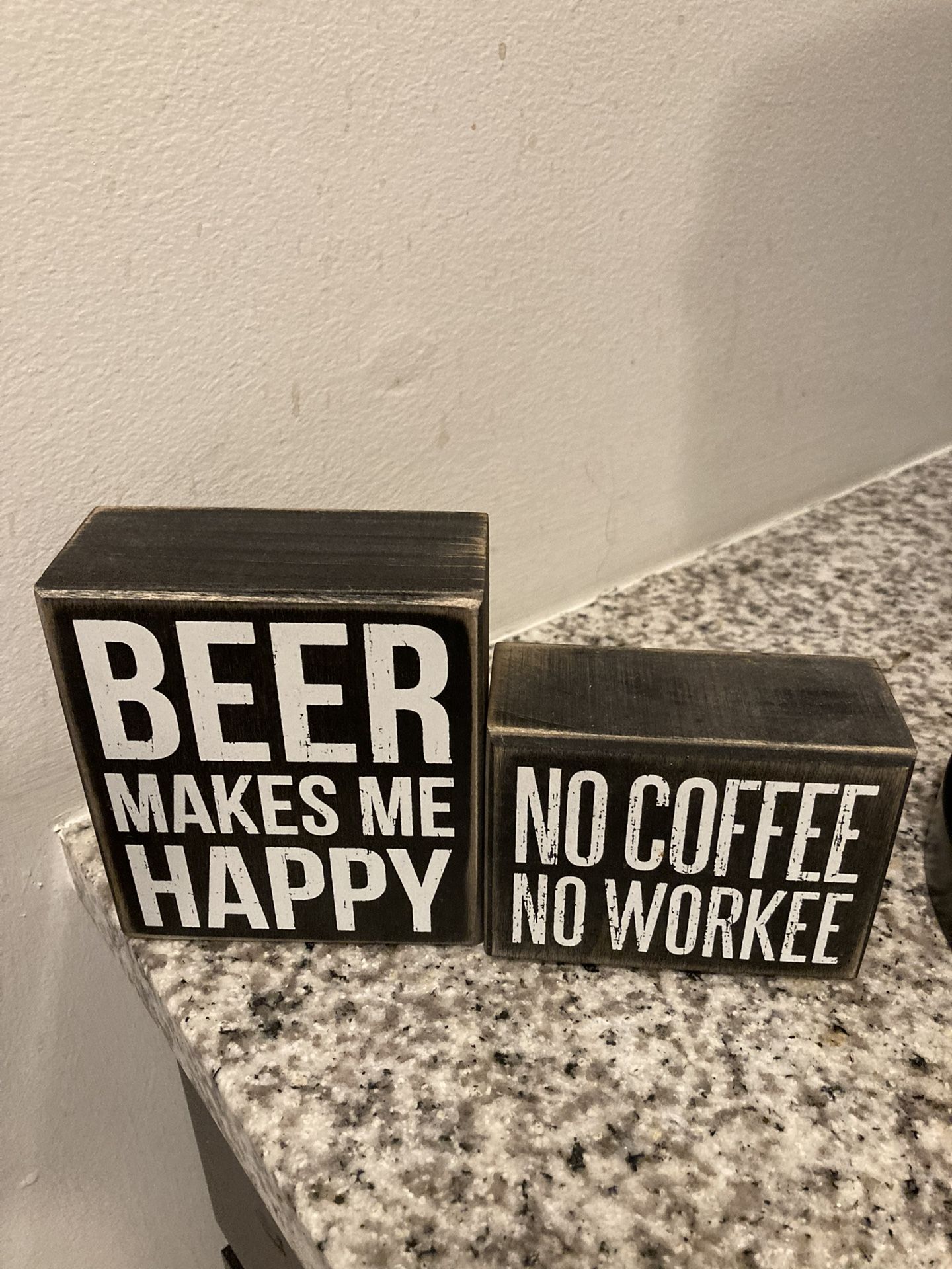 Custom made coffee and beer block signs