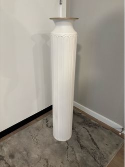 Tall White Fluted Vase metal
