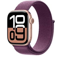 Apple Watch Series 10 Rose Gold with Plum Sport Loop Band