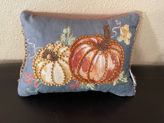 Autumn Blessings Fall Beaded Pumpkin Decor Throw Pillow
