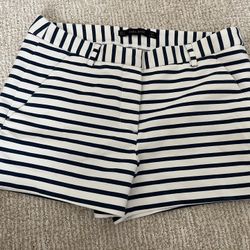 Zara women Blue and white stripe shorts size S