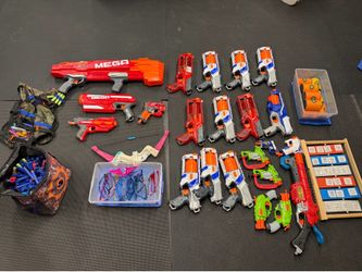 Ultimate Nerf Party Lot - 15+ Blasters, Target Board, Darts & Safety Glasses!