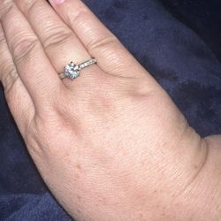 Sterling Silver Cubic Zirconia Engagement Ring Set Size 8