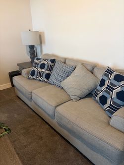 Large Light Gray Fabric Sofa