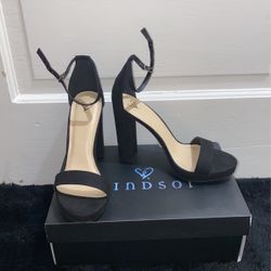 Brand New Black Suede Platform Heels
